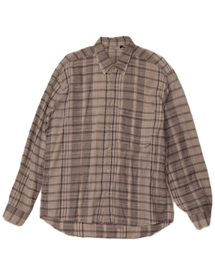 Ermenegildo Zegna Herrenhemd IT 54 XL Off White Check Baumwolle
