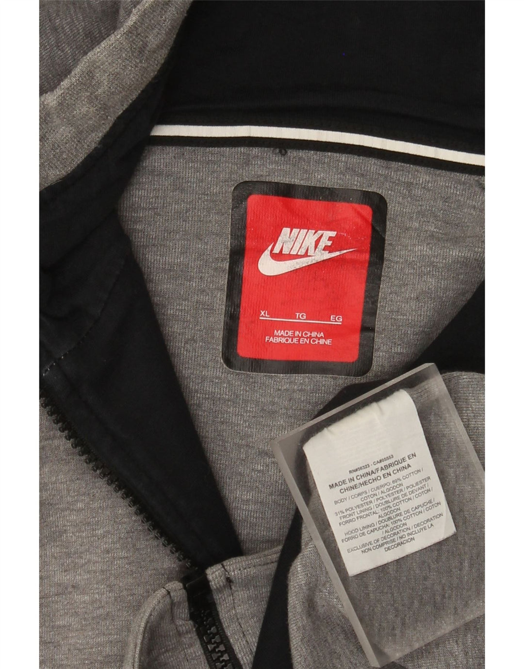 Nike Herren-Kapuzenpullover mit Reißverschluss, XL, graue Baumwolle