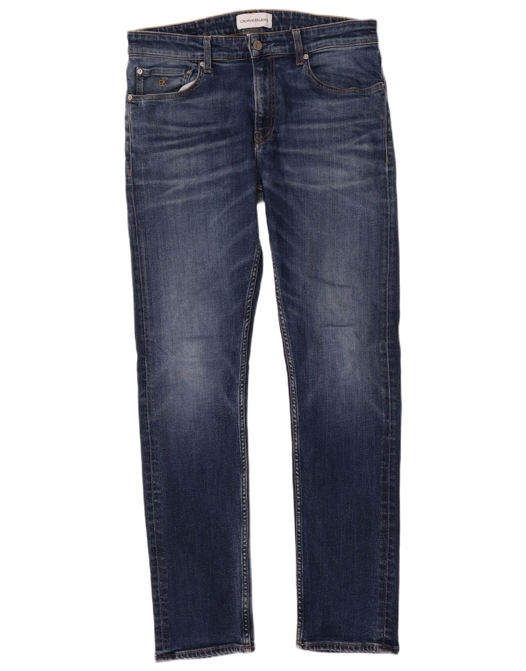Calvin Klein Herren Slim Jeans W32 L32 Blaue Baumwolle
