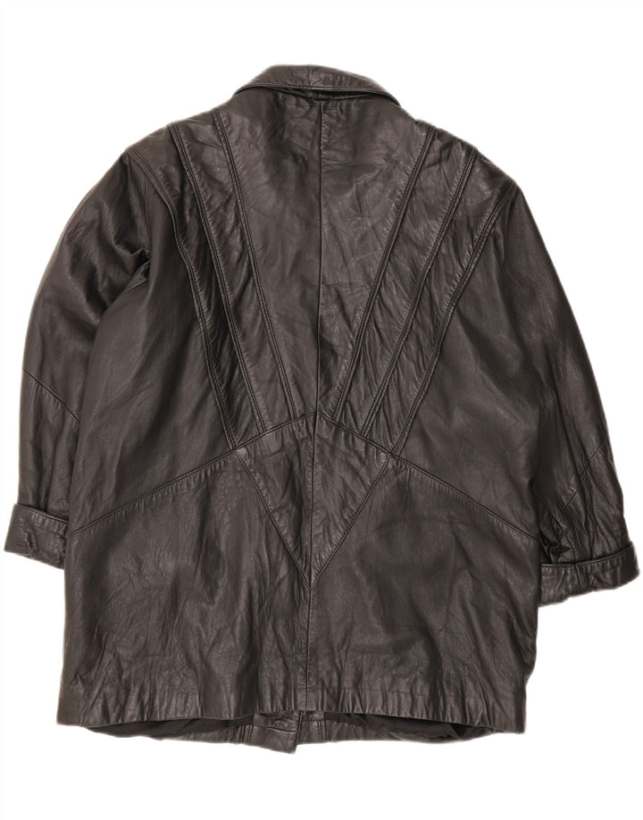 Vintage Damen Lederjacke IT 48 XL Schwarzes Leder