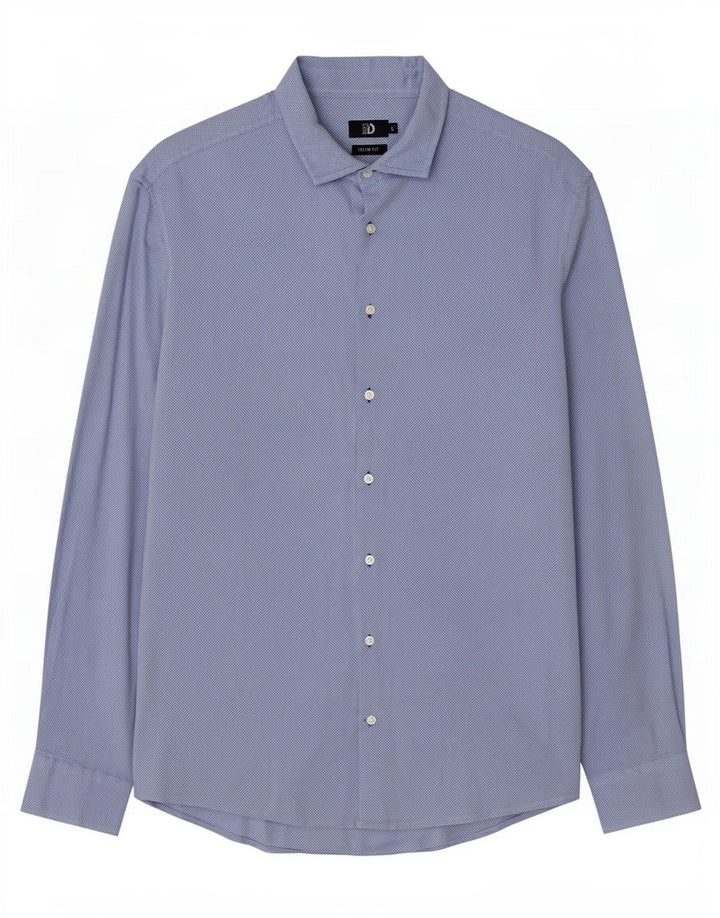 Dack's Slim-Fit-Hemd für Herren, groß, aus blauer Baumwolle