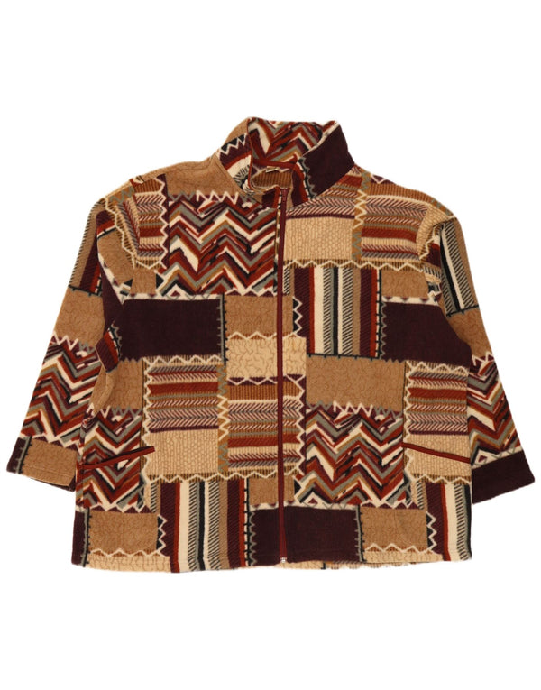 Vintage Herren Fleecejacke EU 56 3XL Mehrfarbig Patchwork Polyester