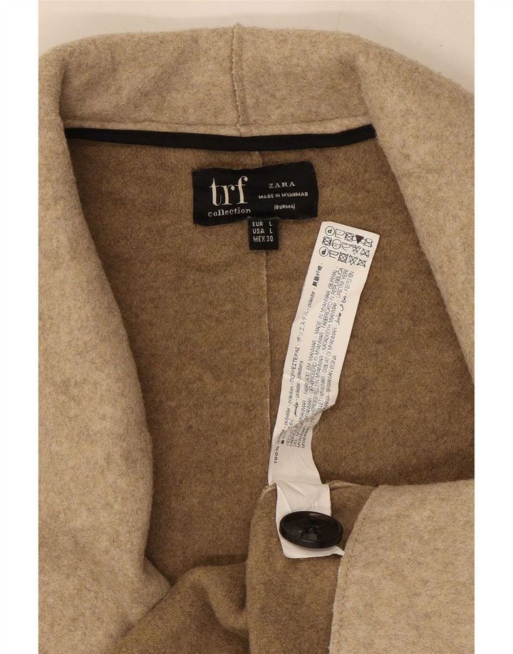 Zara Damen Trafaluc Mantel UK 16 Large Beige Polyester