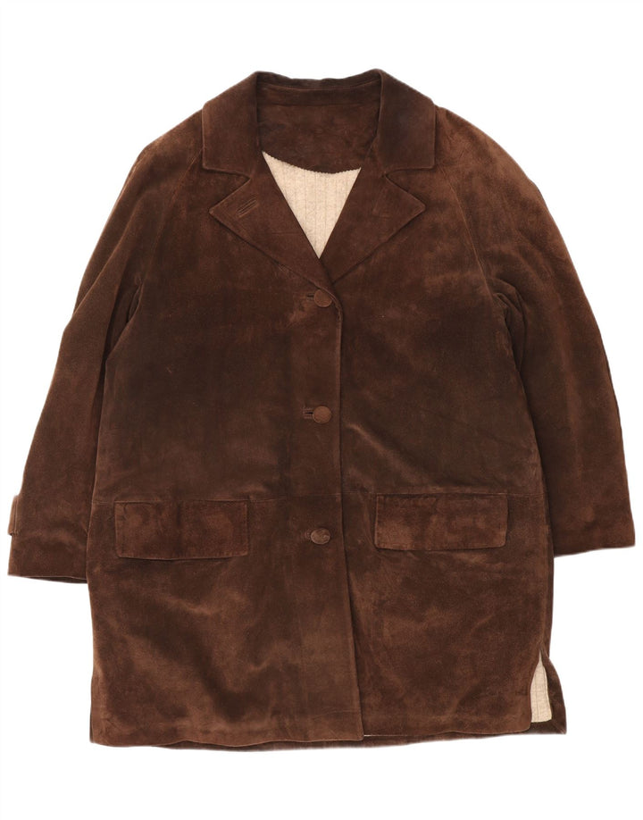 Vintage Damen Übergroßer Wildleder-Windbreaker-Mantel UK 18 XL Braun