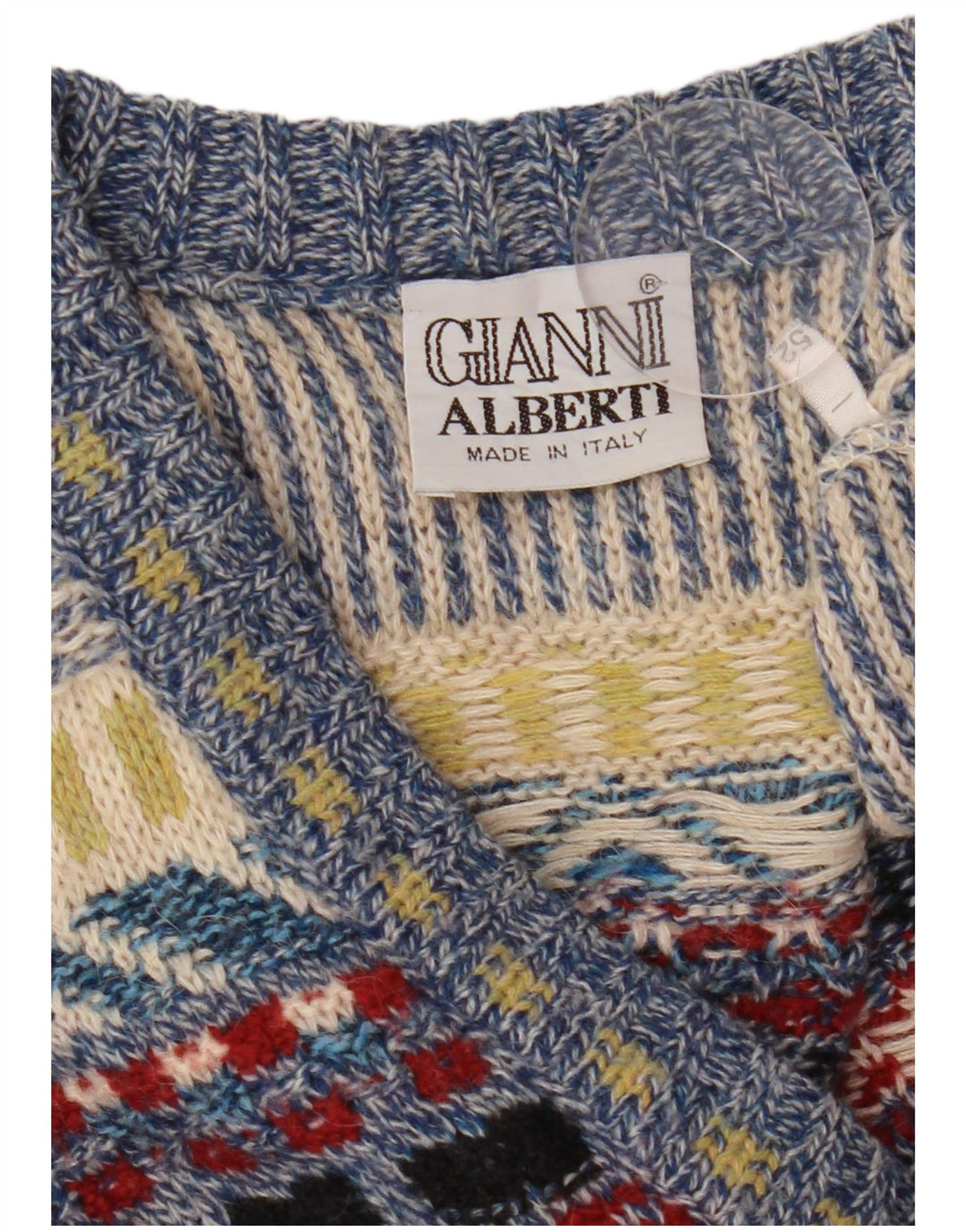 Gianni Alberti Herren-Pullover mit V-Ausschnitt, Größe 52, groß, mehrfarbig