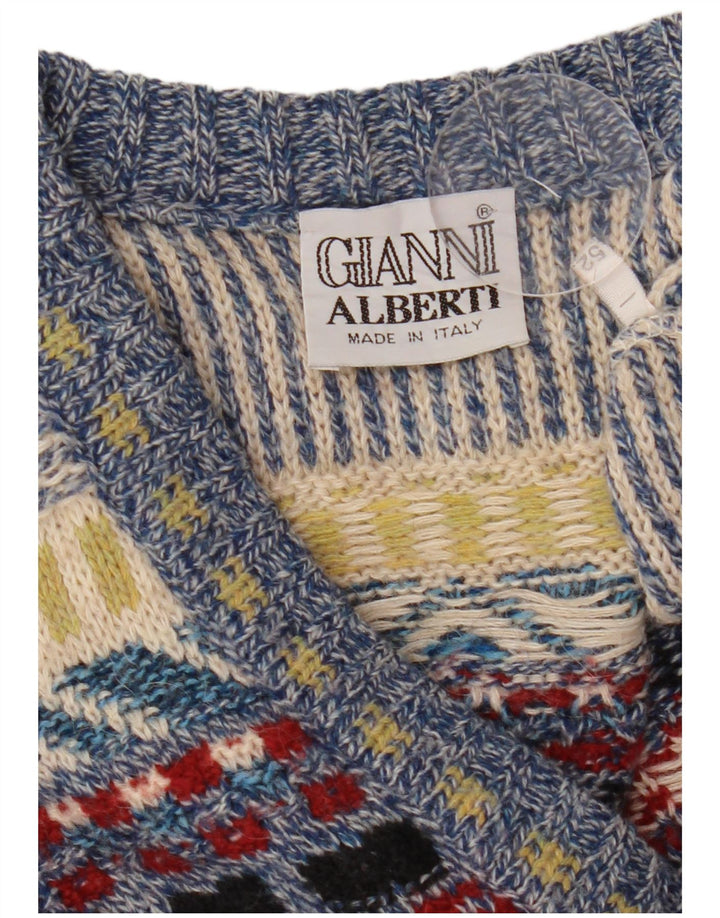 Gianni Alberti Herren-Pullover mit V-Ausschnitt, Größe 52, groß, mehrfarbig