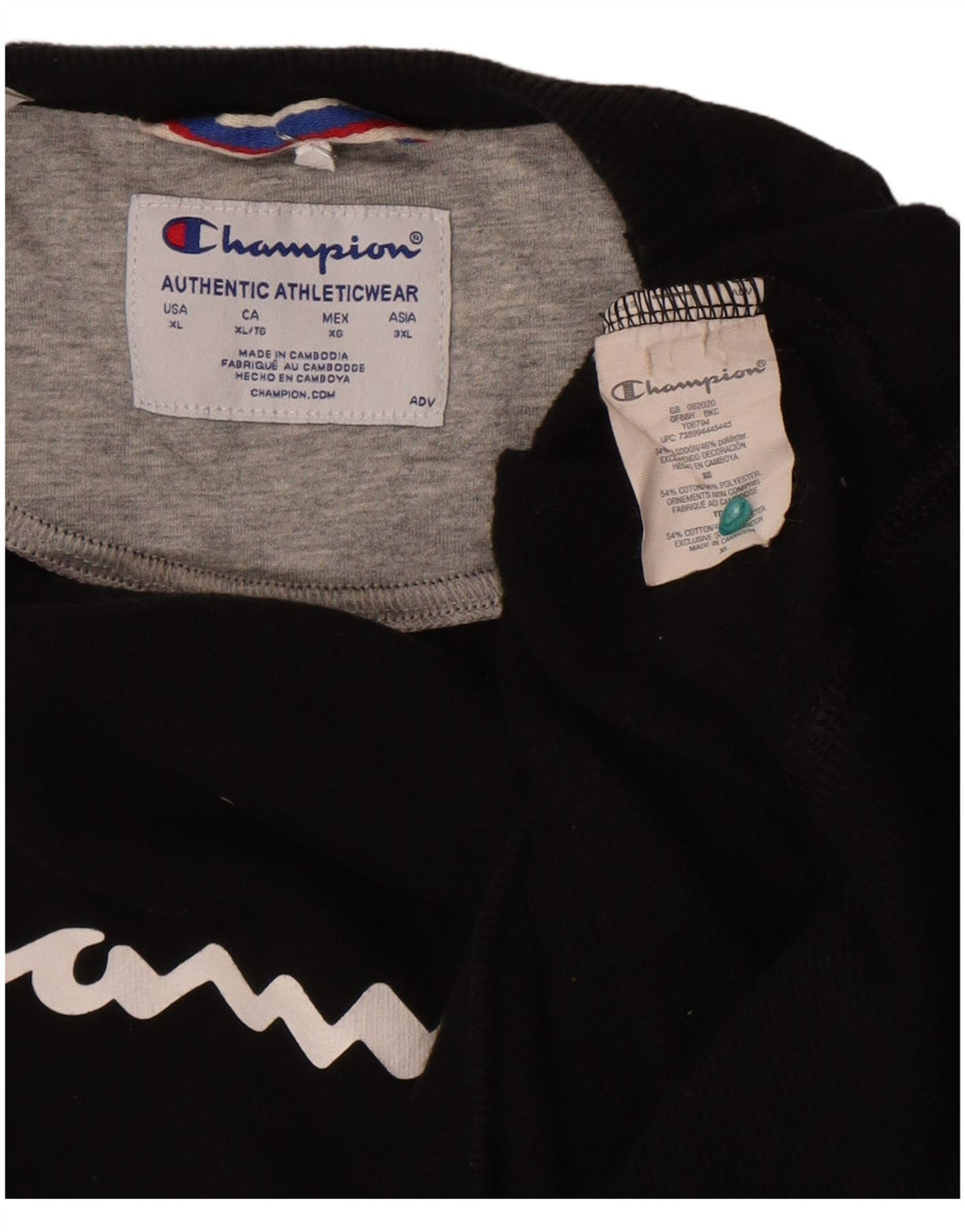 Champion Herren Grafik-Sweatshirt-Pullover XL aus schwarzer Baumwolle