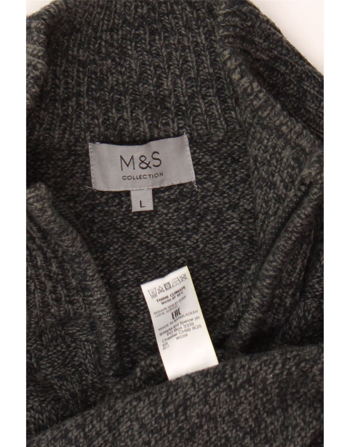Marks & Spencer Herren-Cardigan-Pullover, großes graues Acryl