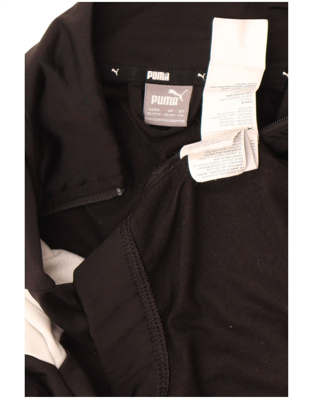 Puma Jungen-Trainingsanzug-Top-Jacke, 15–16 Jahre, schwarzes Farbblock-Polyester