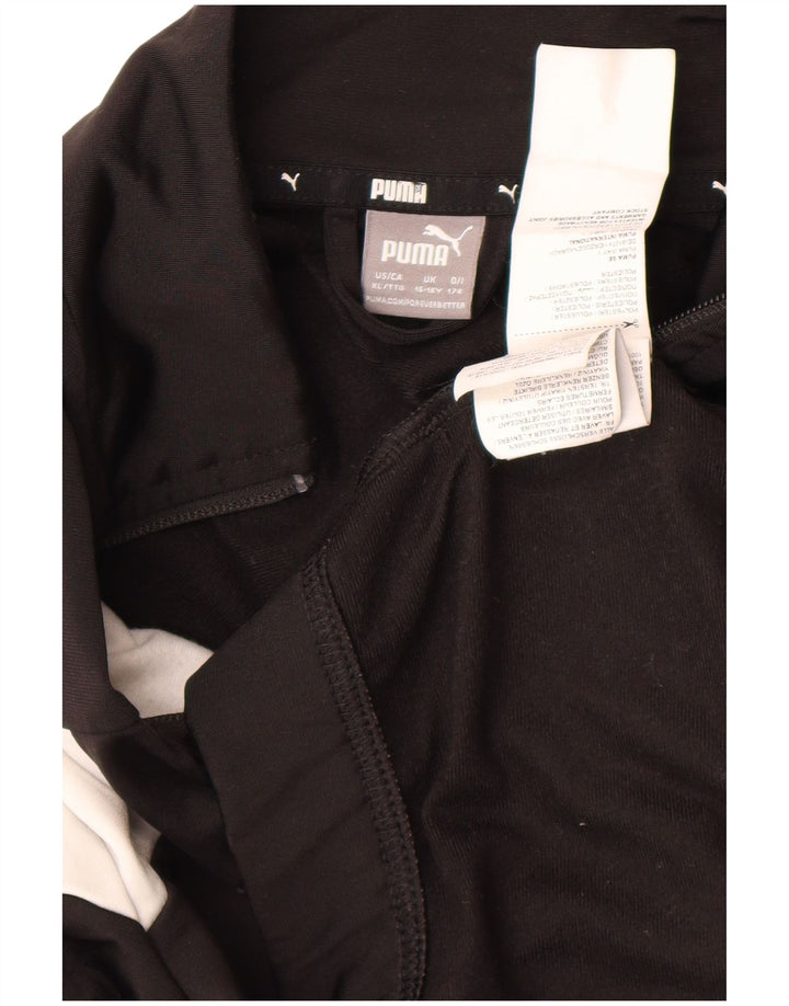 Puma Jungen-Trainingsanzug-Top-Jacke, 15–16 Jahre, schwarzes Farbblock-Polyester