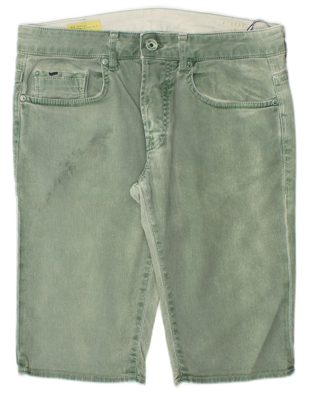 Gas Herren Jeansshorts W32 mittelgrüne Baumwolle