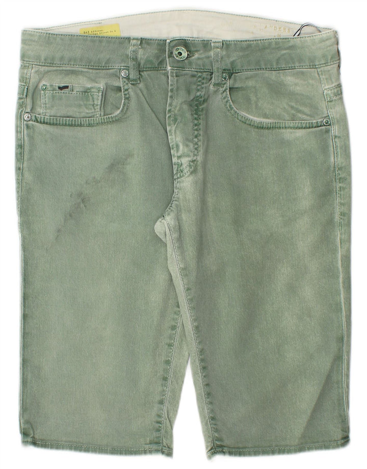 Gas Herren Jeansshorts W32 mittelgrüne Baumwolle