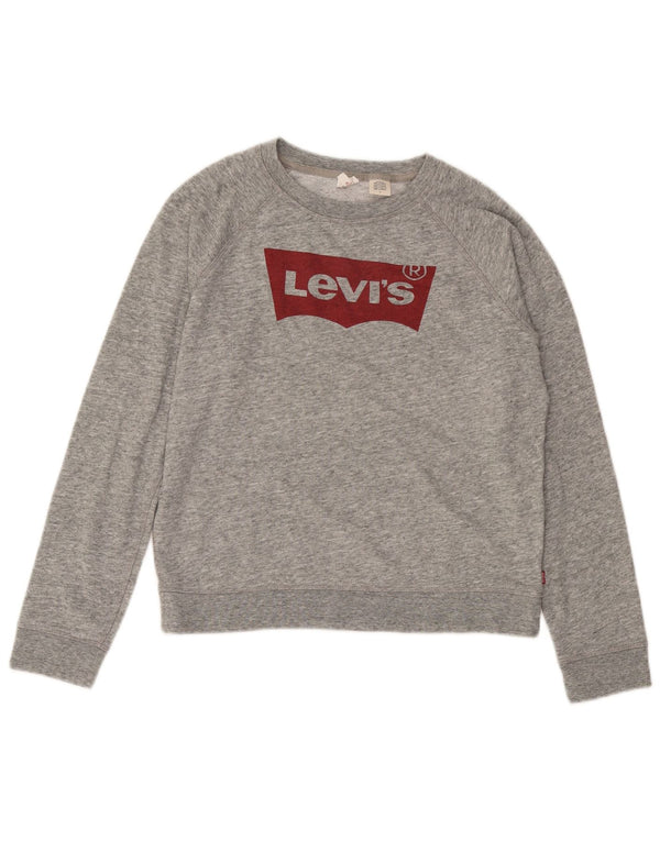 Levi's Damen Grafik-Sweatshirt-Pullover UK 14 Mittelgrau meliert