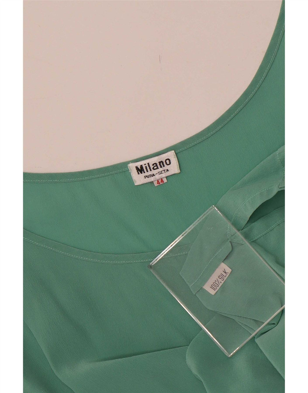 Vintage Damen Ärmelloses Blusentop IT 44 Mittelgrüne Seide