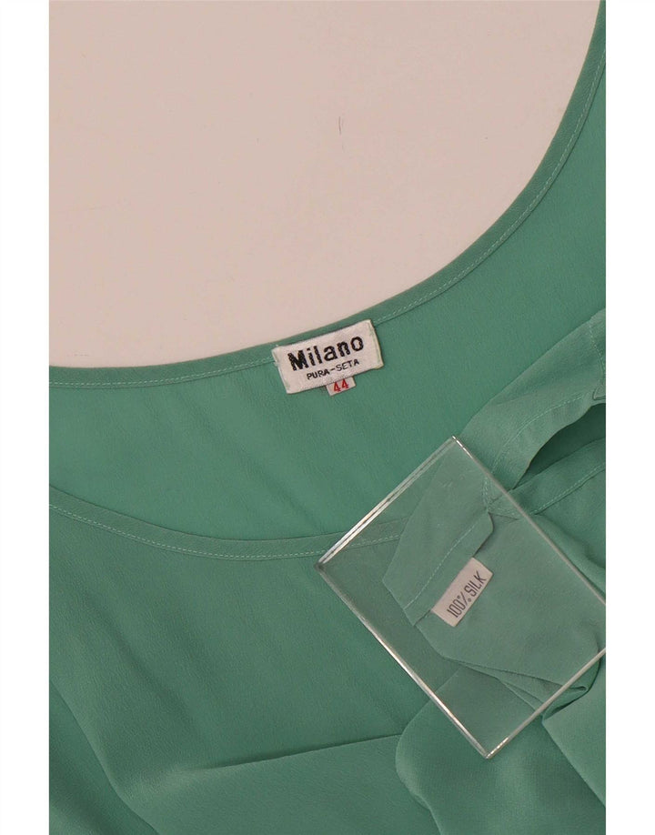 Vintage Damen Ärmelloses Blusentop IT 44 Mittelgrüne Seide