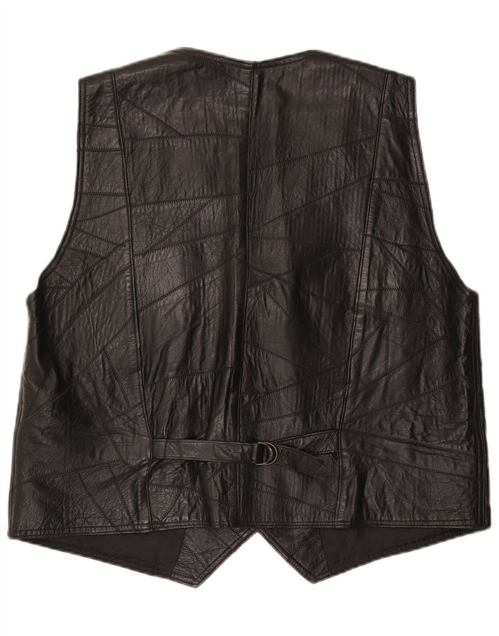 Vintage Herren Lederweste Groß Schwarz