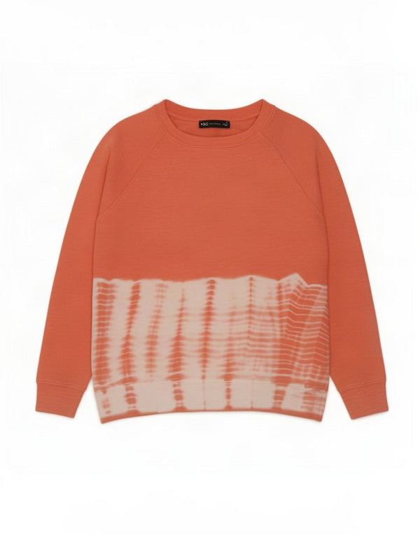 Marks & Spencer Womens Sweatshirt Jumper UK 12 Medium Orange Tie Dye Cotton