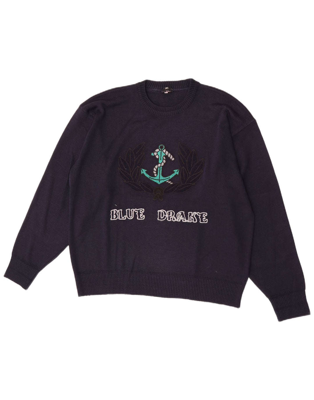 Blue Drake Herren-Pullover mit grafischem Rundhalsausschnitt, Größe L, Marineblau