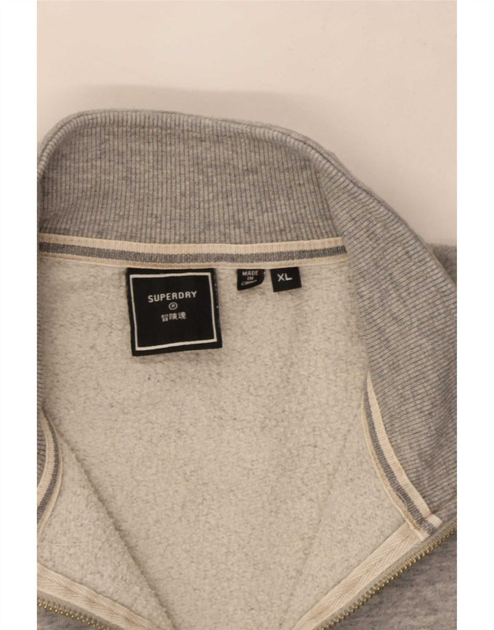 Superdry Herren-Sweatshirt mit Reißverschluss am Hals, XL, Grau meliert