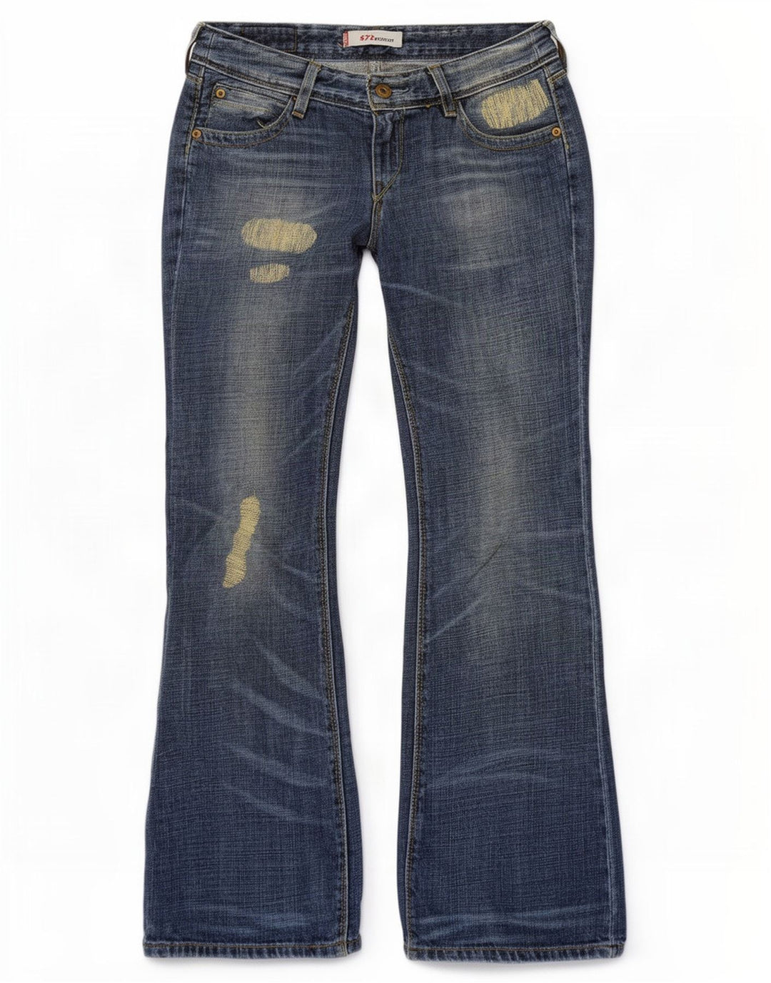 Levi's Damen 572 Low Waist Distressed Bootcut Jeans W28 L30 Blaue Baumwolle