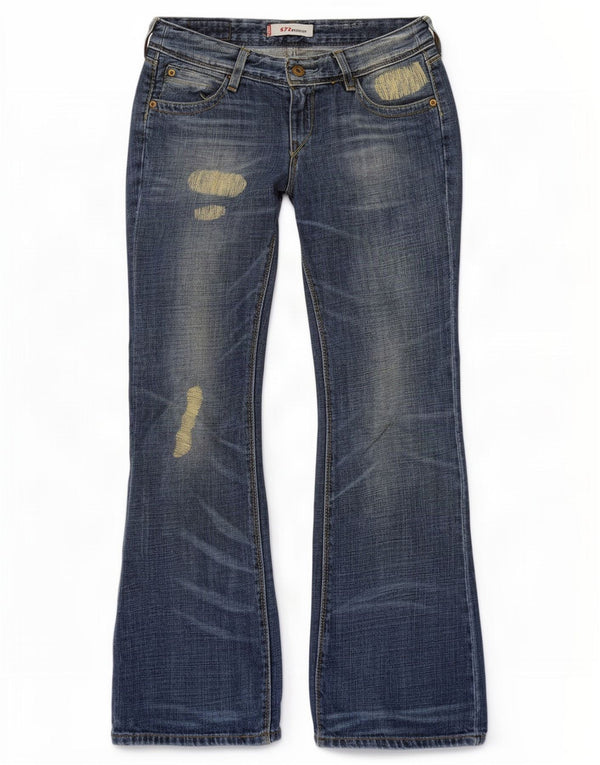 Levi's Damen 572 Low Waist Distressed Bootcut Jeans W28 L30 Blaue Baumwolle
