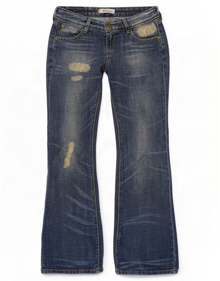 Levi's Damen 572 Low Waist Distressed Bootcut Jeans W28 L30 Blaue Baumwolle