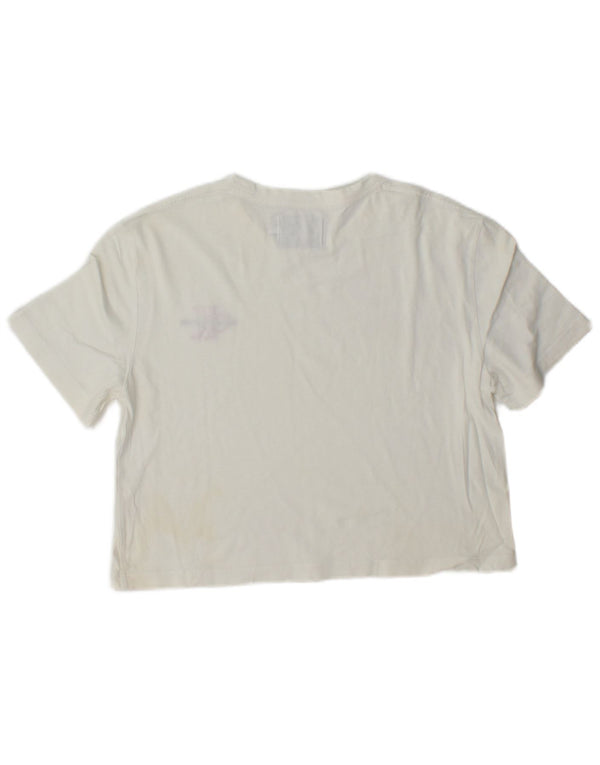 Calvin Klein Damen Crop T-Shirt Top UK 6 XS Weiß
