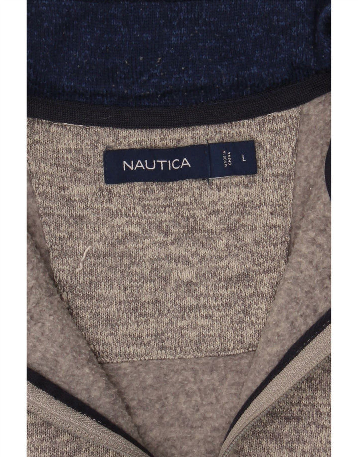 NAUTICA Mens Zip Neck Jumper Sweater Large Grey Vintage Nautica and Second-Hand Nautica from Messina Hembry 