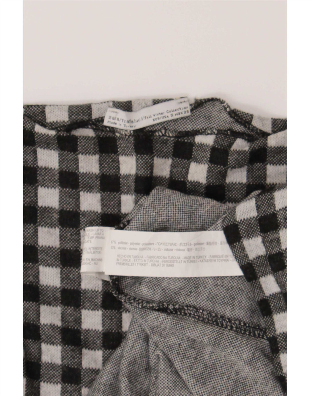 Zara Damen Trafaluc Übergroßes Top Langarm UK 10 Small Black Gingham