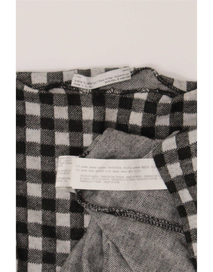 Zara Damen Trafaluc Übergroßes Top Langarm UK 10 Small Black Gingham