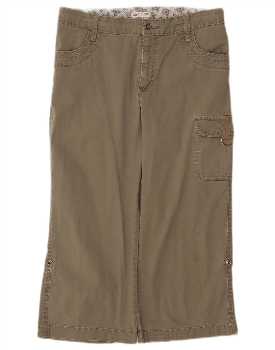 Lee Damen Cargo Caprihose US 8 Medium W30 L19 Khaki Baumwolle