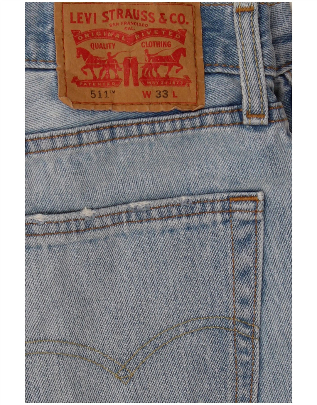 Levi's Herren 511 Slim Fit Distressed Denim Shorts W33 Mittelblaue Baumwolle