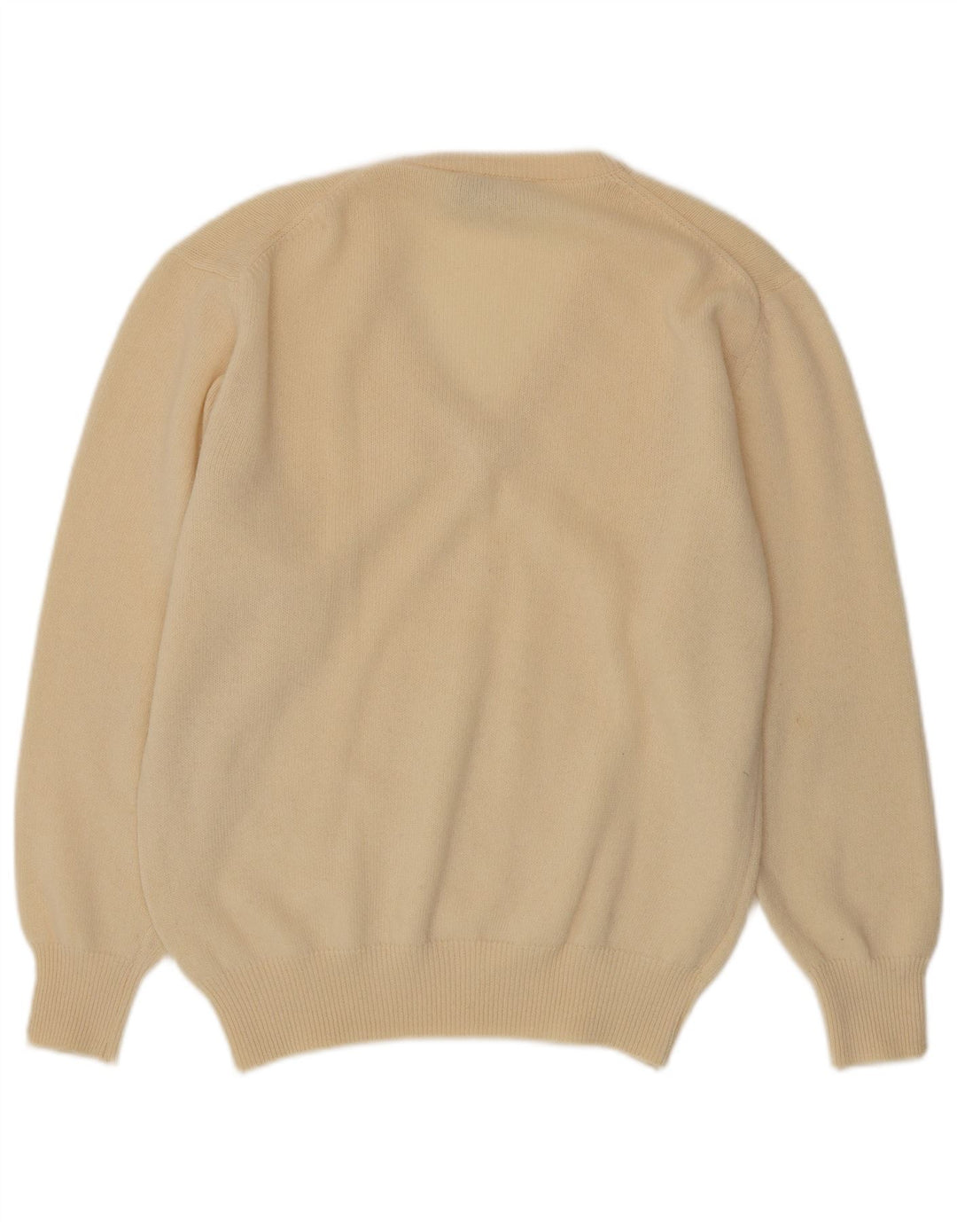 Vintage Herren V-Ausschnitt Pullover Pullover Medium Beige Lammwolle