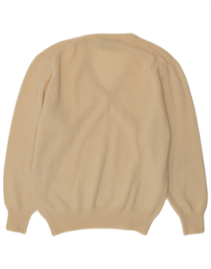 Vintage Herren V-Ausschnitt Pullover Pullover Medium Beige Lammwolle