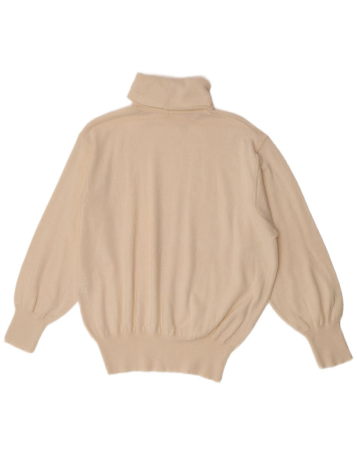 Vintage Herren Rollkragenpullover IT 48 Medium Off White Polyacryl