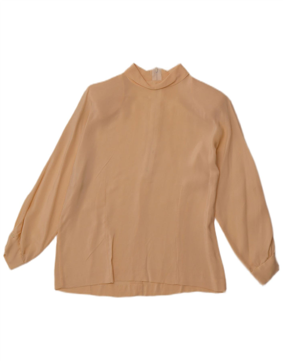 VINTAGE Damen 3/4-Ärmel-Blusenoberteil UK 14 Large Beige