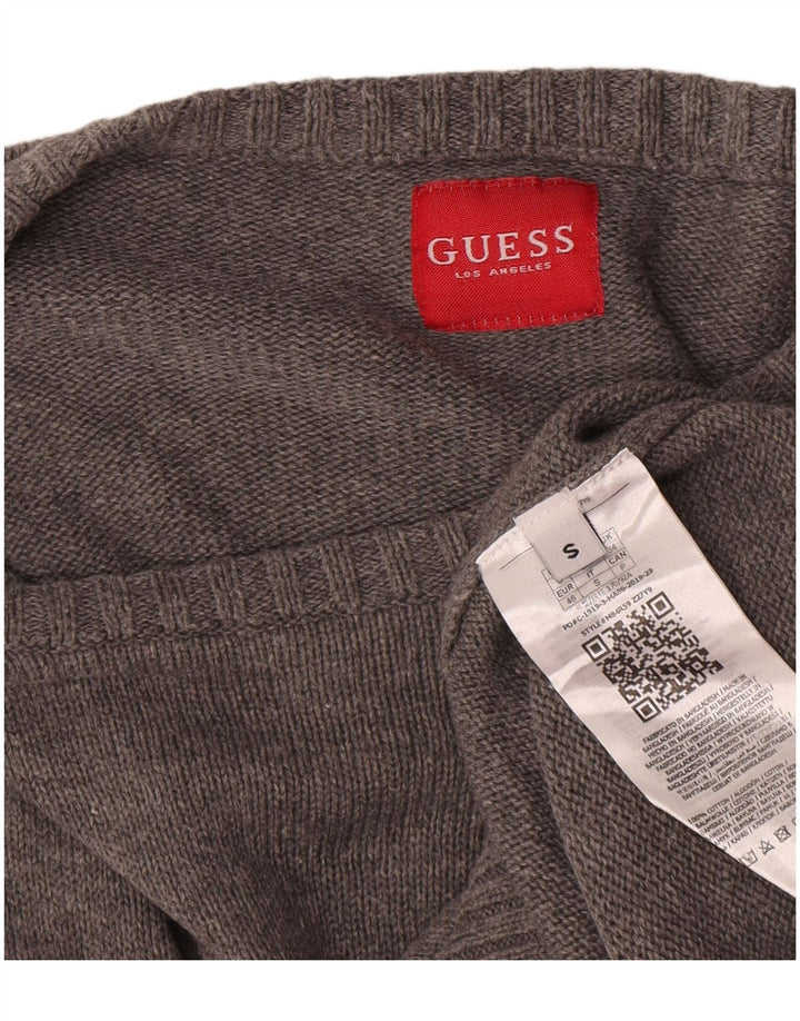 Guess Herren-Pullover mit U-Boot-Ausschnitt, Größe S, graue Baumwolle