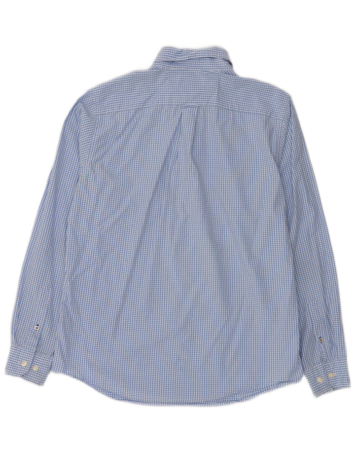 Nautica Herrenhemd, kleine blaue Gingham-Baumwolle