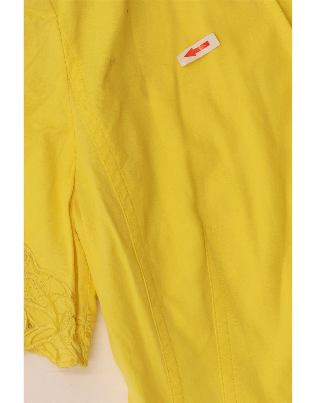 Vintage Damen Kurzarm Cardigan Top IT 42 Mittelgelbe Baumwolle