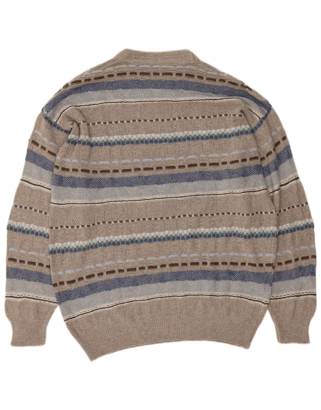 Vintage Herren Pullover mit Rundhalsausschnitt, groß, grau, geometrisch