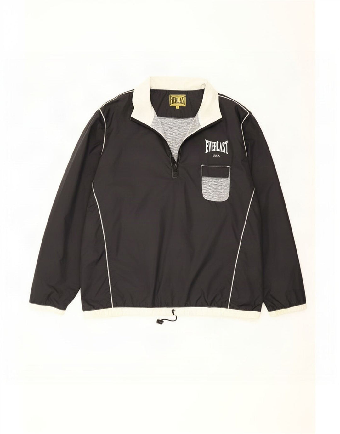 Everlast Herren-Regenjacke mit grafischem Pullover, UK 40, großes schwarzes Nylon