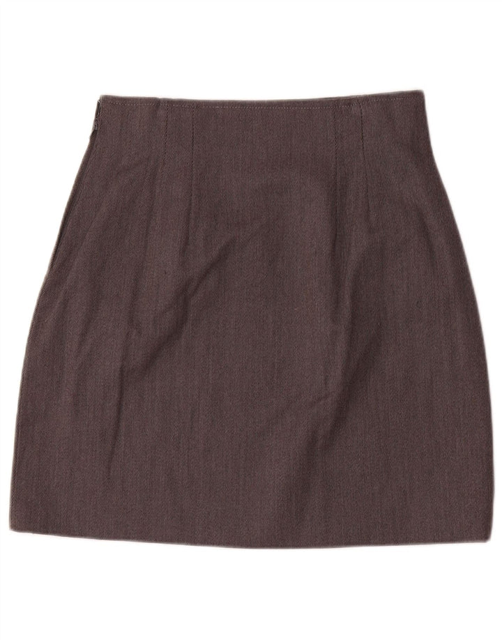 Vintage Damen 2-Knopf-2-teiliges Rock-Set UK 12 Medium W28 Grau gestreift