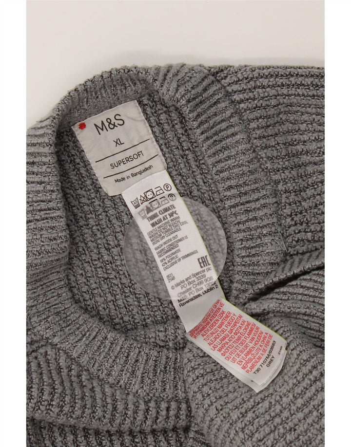 Marks & Spencer Herren-Pullover mit Rundhalsausschnitt, XL, Grau, Polyamid