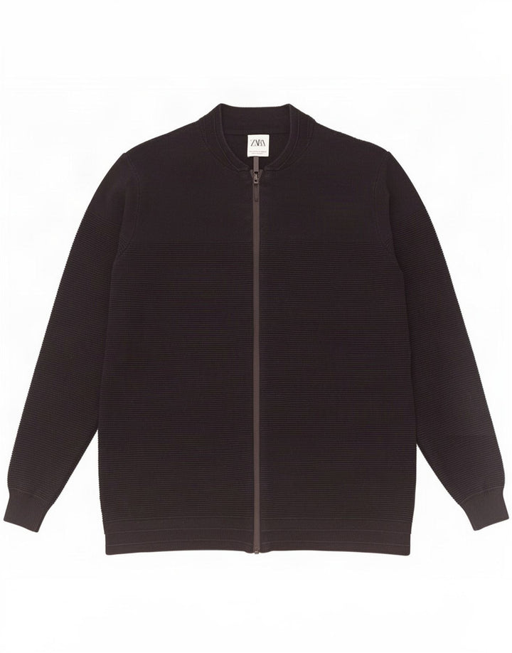 Zara Herren-Strickjacke, groß, aus schwarzer Baumwolle