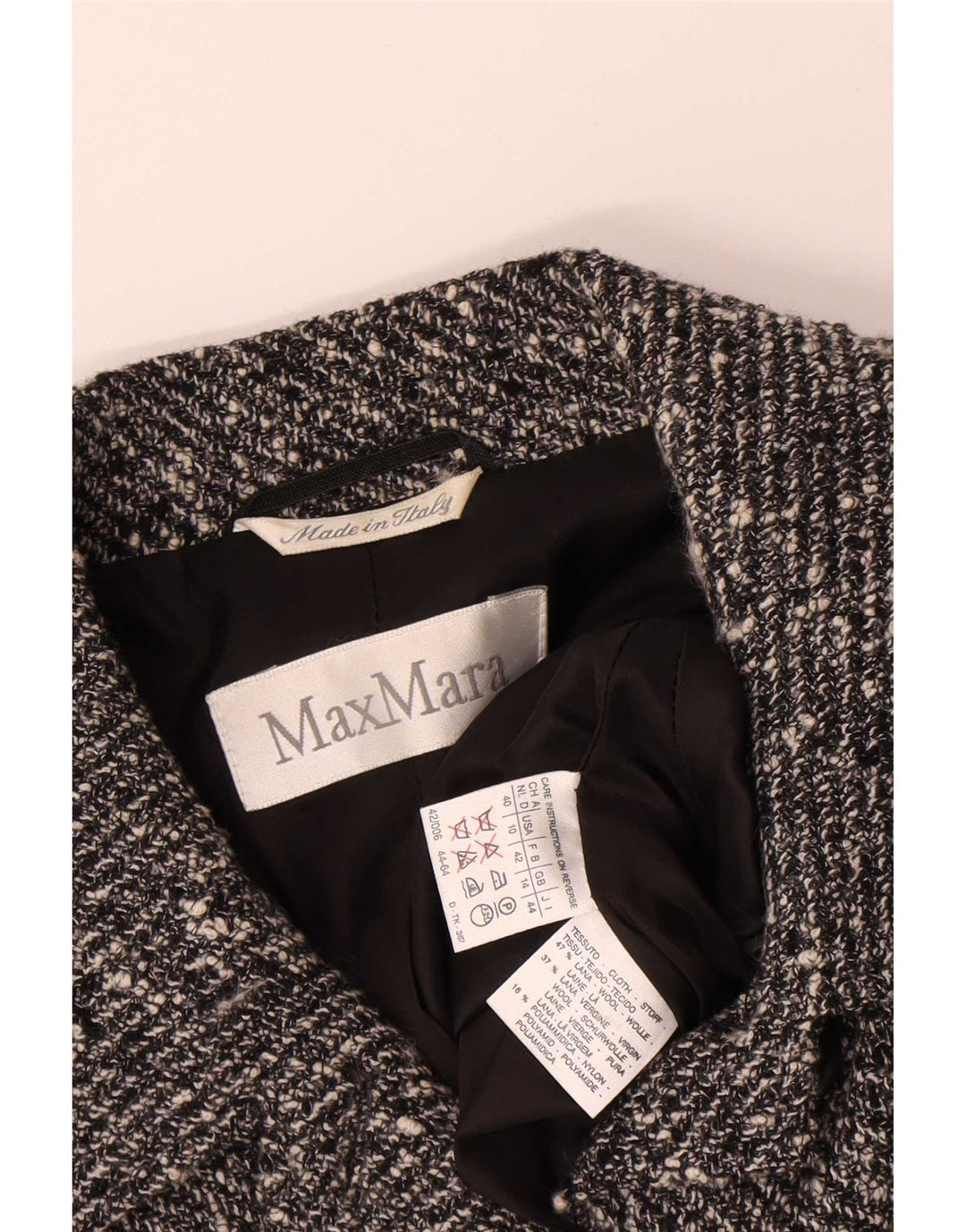 Max Mara Damen Crop 4-Knopf-Blazer-Jacke, UK 14, mittelgrau gesprenkelte Wolle