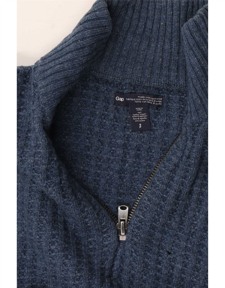Gap Herren-Pullover mit Reißverschluss am Hals, kleine blaue Lammwolle