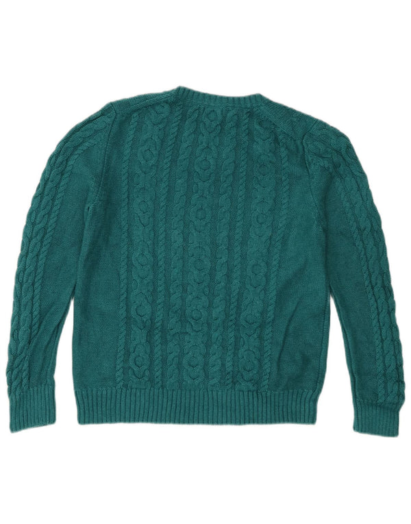 L.L.Bean Damen-Pullover mit U-Boot-Ausschnitt, UK 12, mitteltürkis, Baumwolle