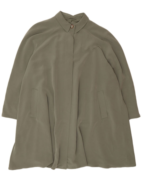 Vintage Damen Loose Fit Overcoat UK 20 2XL Grün Polyester