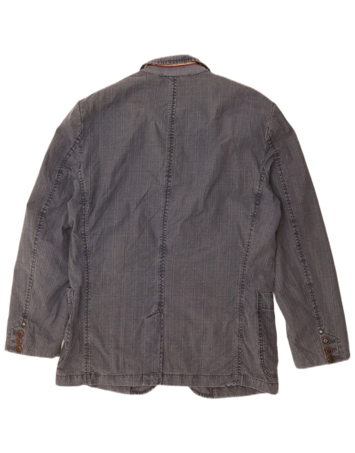 CAMEL ACTIVE Herren-Blazer mit 2 Knöpfen, IT 48, mittelblau karierte Baumwolle