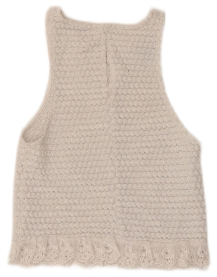 Zara Damen Crop Vest Top UK 8 Small Weiß